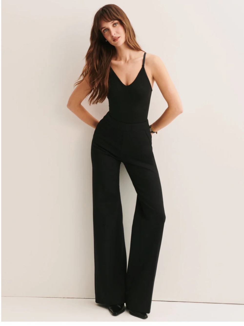 Spanx Wide Leg Ponte Pants with Compression Black 20385Q Women's Size XS